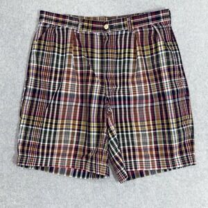 Vintage Polo Ralph Lauren Plaid Tyler Shorts Mens Size 35 Pleated Front Preppy
